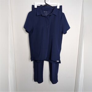 Figs Set Navy Yola Pants and Polo S
